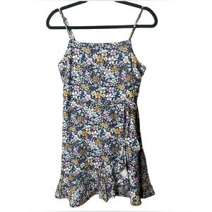 ALTAR’D STATE Floral Faux Wrap Mini Dress Spaghetti Strap Ruffle Detail  SZ M